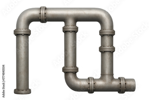 Industrial metal pipeline system with connecting flanges