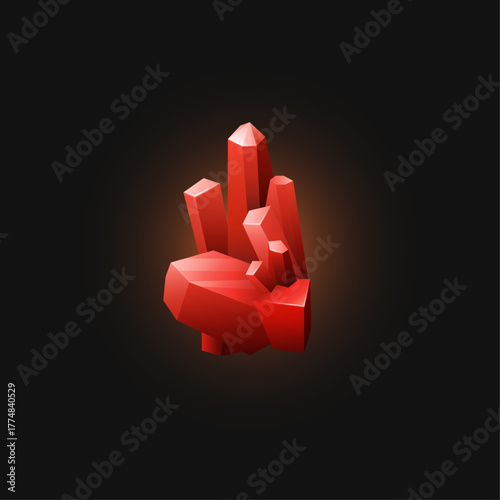 Vibrant Red Crystal Formation A Stunning Digital Illustration for Mineral and Gemstone Concepts