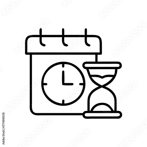 Calendar with clock and hourglass symbolizing time management  