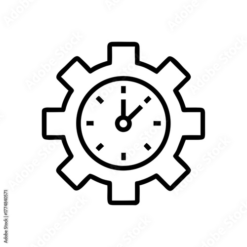 Clock inside gear symbolizing time management concept  