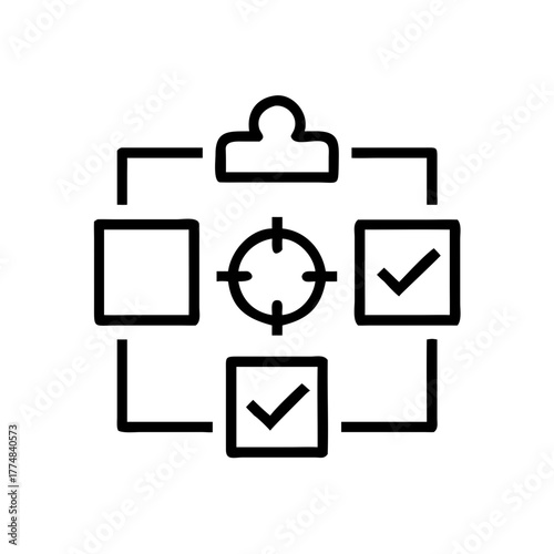 Time management concept with checklist and target symbols  