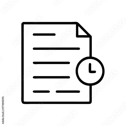 Document with clock icon representing time management concept  