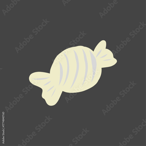 Isolated illustration of a wrapped candy on a dark background, sweet food dessert concept