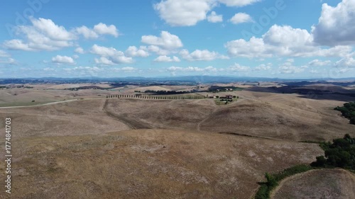 Drone shot of a landscape in Tuscany, Italy