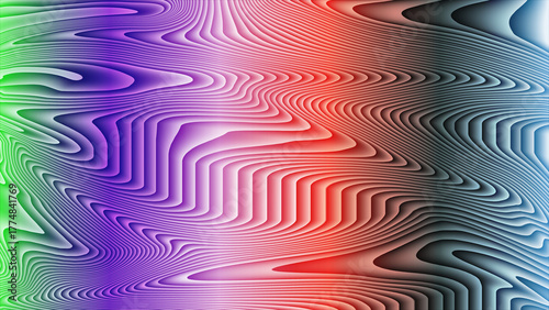 Abstract Wavy Lines with Dynamic Color Gradient Background, Flowing Art