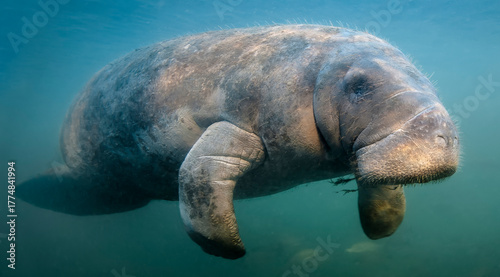 Manatee fly-by. Manatees can swim up to 15 mph...this one certainly surprised me! Photographed near Crystal River Florida
