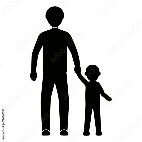 Diverse family walking together in silhouette representing unity love and togetherness in a simple graphic design