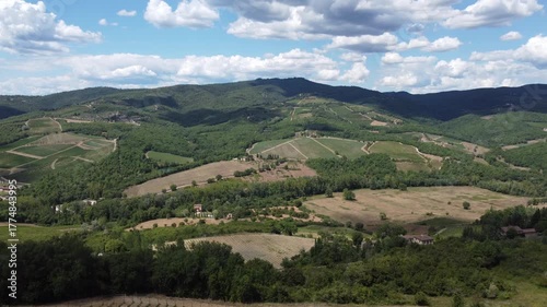 Drone shot in the Italian Chianti region