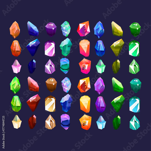 Vibrant collection of colorful cut gemstones and brilliant crystal treasures