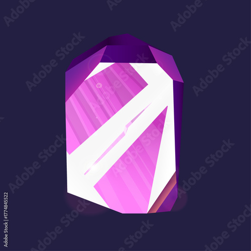 A vibrant stylized illustration of a crystalline gem with luminous interior radiating energy