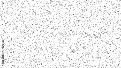 Dense white noise texture background, abstract digital static pattern symbolizing chaos and movement, minimalist grunge black and white composition design