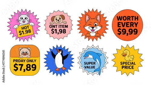 Sale stickers with animals