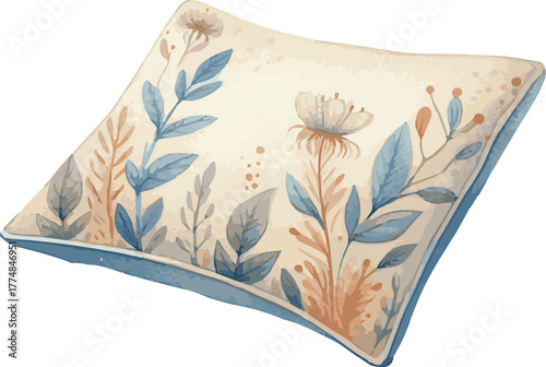 Vector watercolor painted illustration of pillows