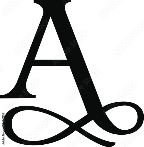 Lettrine A or elegant-style chiffre with decorative ligature for a sophisticated look.