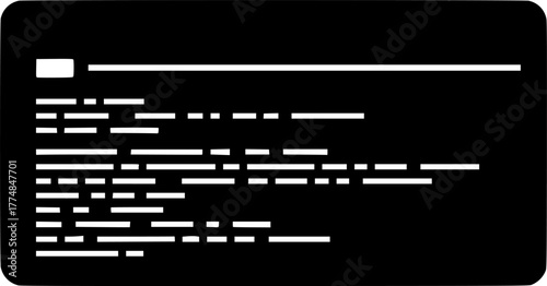 Classic command line interface vector: minimalistic terminal design for tech projects vector silhouette illustration isolated on white background

