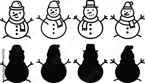 A vector illustration set of funny cartoon people including a man, woman, boy, and child with smiling faces