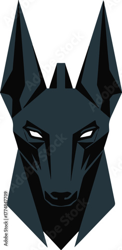 Dog Head Geometric Silhouette Canine Minimalist Style Guard Abstract Icon