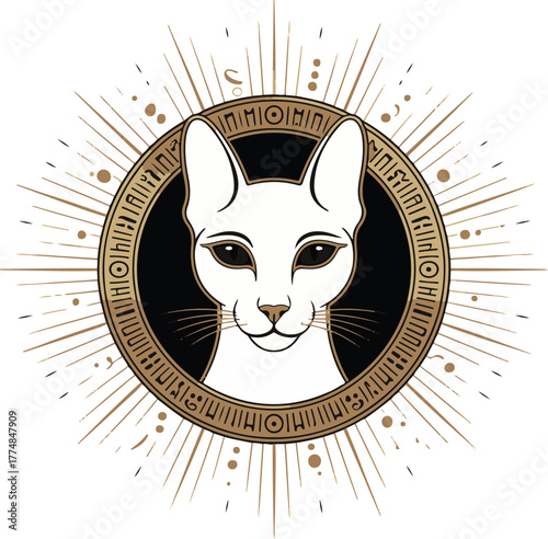 Egyptian Cat Illustration Bastet Silhouette Animal Portrait Design