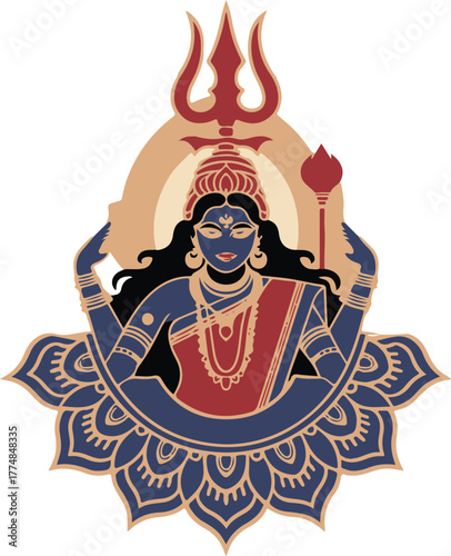 Indian Goddess Durga Illustration Sacred Symbol Graphic Vector