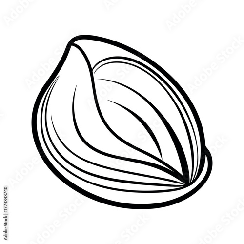 Mussel Outline Line Art Vector Illustration