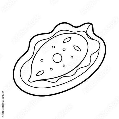 Omelette Outline Line Art Vector Illustration