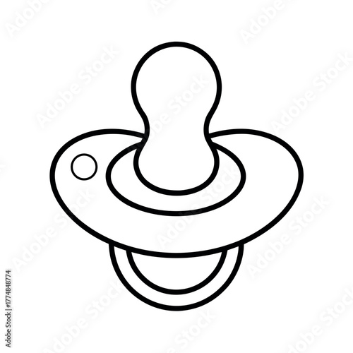 Pacifier Outline Line Art Vector Illustration