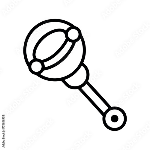 Rattle Outline Line Art Vector Illustration