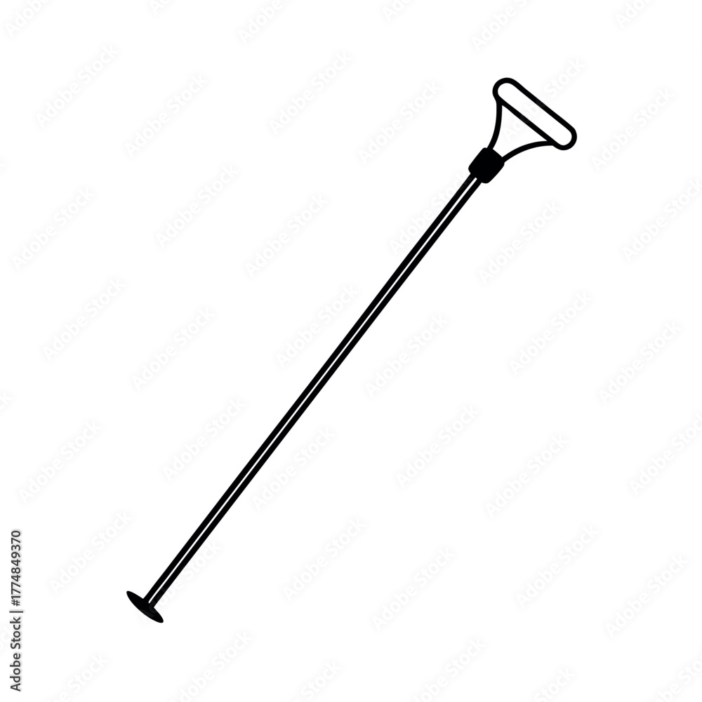 Obraz premium Trekking Pole Outline Vector Illustration | Hiking Gear Line Art Vector