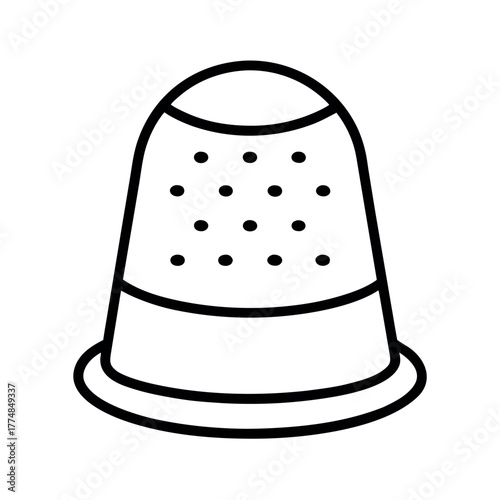 Thimble Outline Vector Illustration | Sewing Tool Line Art Icon