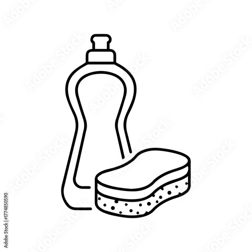 Cleaning Supplies A minimalist illustration of a bottle of soap and a sponge, perfect for cleaning tasks