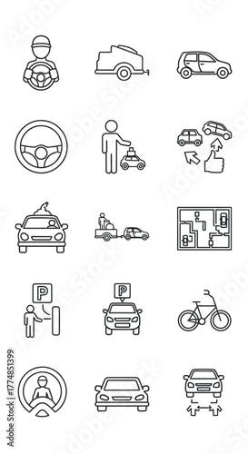 Automotive and Transportation Icon Set for Web and Mobile Applications.
