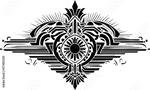 Elegant Art Deco ornamental flourish design symbolizing luxury, sophistication, and timeless style for premium branding and decorative applications.