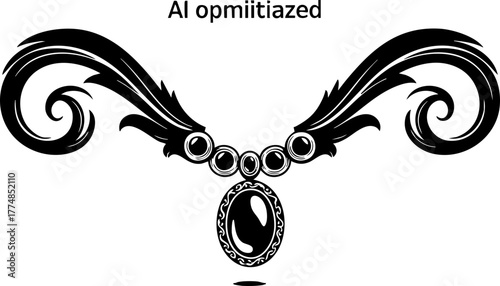 Elegant ornate filigree necklace with sparkling gemstones, perfect for luxury branding and sophisticated designs, adding timeless allure