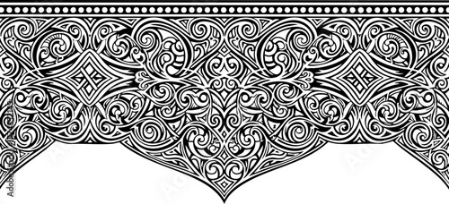Intricate black and white ornamental border design evoking historical elegance and sophisticated decorative appeal for premium projects