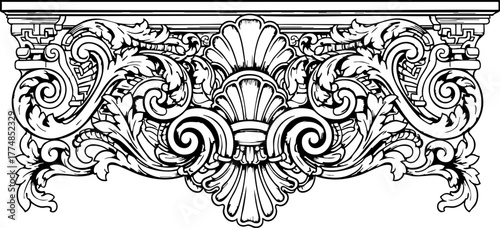 Elegant ornate baroque flourish decorative element bringing classic sophistication to any design project with intricate detail