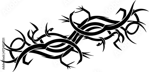 Dynamic tribal tattoo art design elements for edgy body art and apparel customization projects