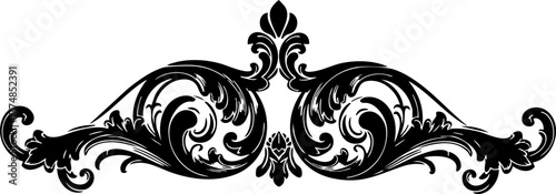 Elegant ornate black flourish design element adds a touch of classic sophistication and vintage charm to any creative project