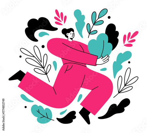 Blossoming Person Minimalist Vector Illustration