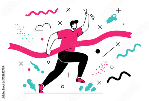 Minimalist Finish Line Breakthrough Vector Illustration