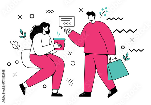 Person Comparing Products, Minimalist Flat Vector Illustration