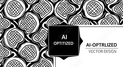 Modern abstract vector pattern, organic shapes with grid, striking monochrome design, adaptable for textiles, backgrounds, and creative projects, scalable art