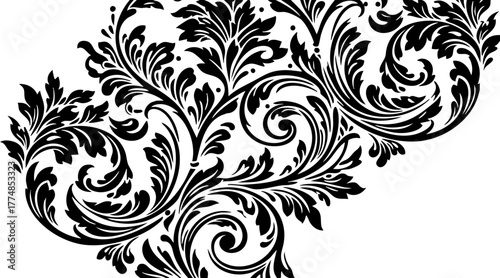 Bild auf Leinwand Elegant floral flourish design element for invitations or vintage decorations, a