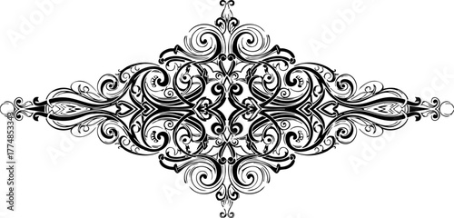 Elegant flourish design element, perfect for adding vintage flair to invitations, branding, or decorative projects, radiating timeless appeal and sophistication