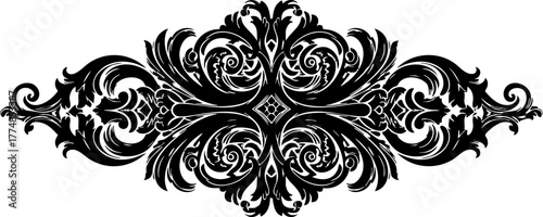 Elegant black filigree flourish design for invitations, cards, and creative projects needing a classic touch, originally a scalable vector graphic