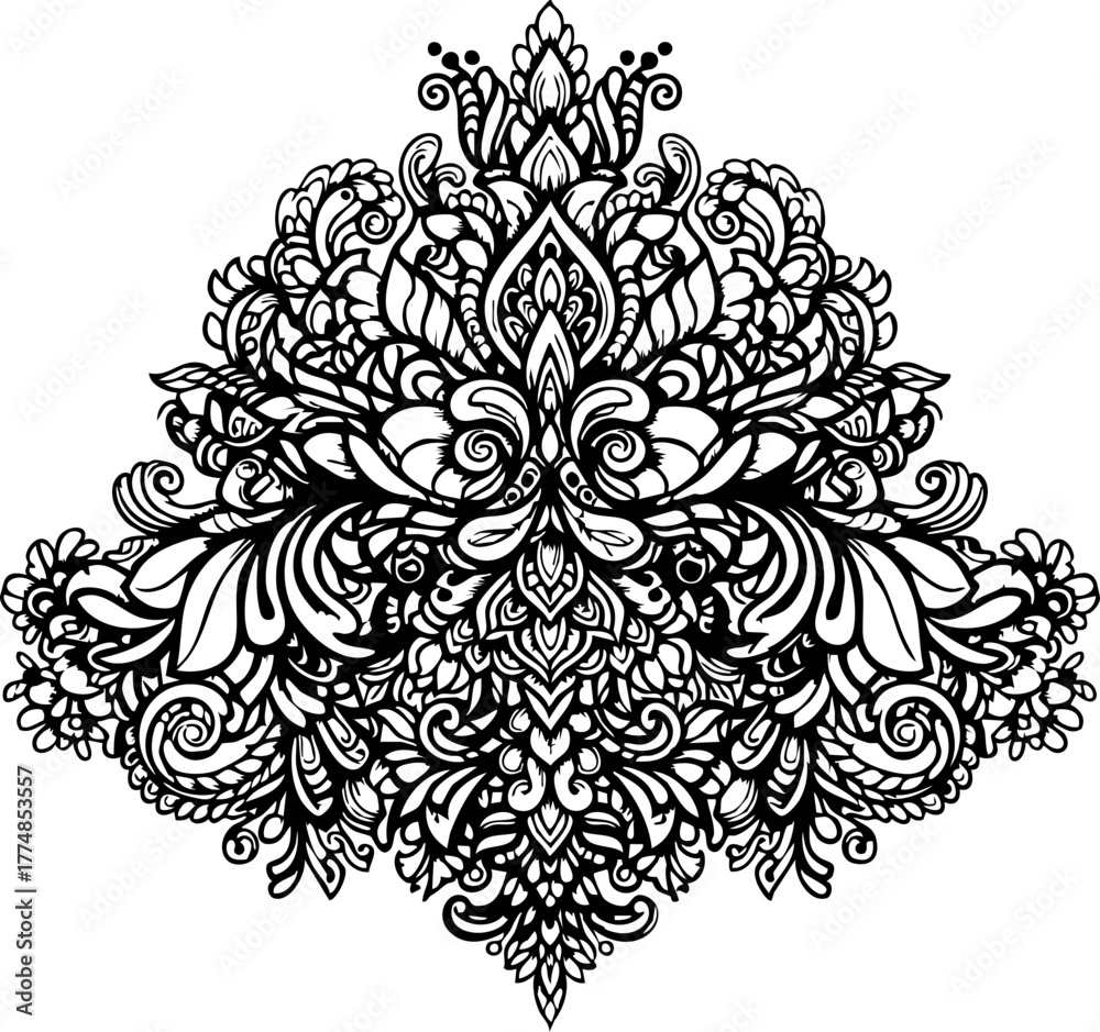 Fototapeta premium Intricate black and white ornamental flourish design evokes elegance and timeless beauty for sophisticated decorative projects.