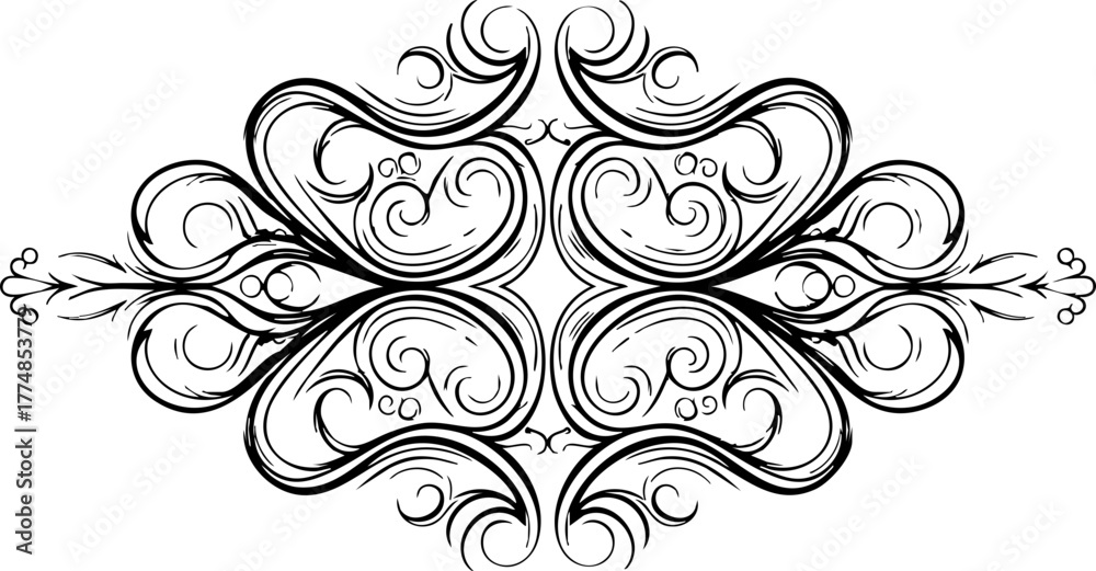 Fototapeta premium Elegant ornamental flourish design perfect for invitations, announcements, and decorative accents adding a touch of vintage charm and sophistication.