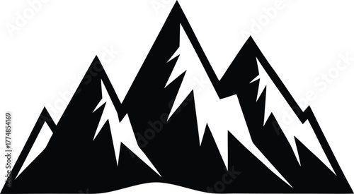 Mountain Peaks Icon Landscape Nature Outdoor Adventure Climb Summit Hiking Trekking Tourist Travel Scenic Mountain Ranges Design Element Symbol
