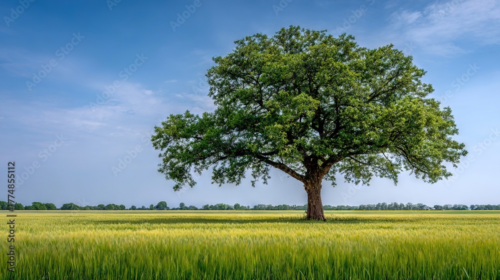 custom made wallpaper toronto digital  Large tree in field surrounded by green grass and blue sky