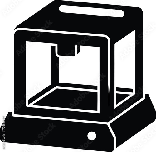 Modern 3D Printer Silhouette: Innovation in Manufacturing Technology for Product Development and Rapid Prototyping Vector Graphics
