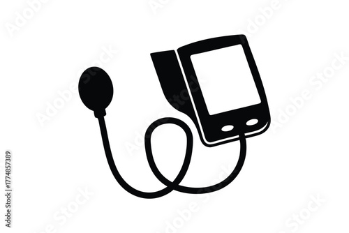 rendering shows a blood pressure machine with an inflation bulb and display